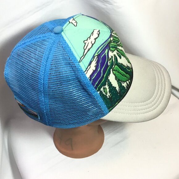 Flow Factory Mount Ashland Hat Cap Snap Back Blue Trucker Mesh Art Unisex O/S - Picture 5 of 8